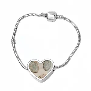 Abalone Heart Shaped Nnake Bone Bracelet