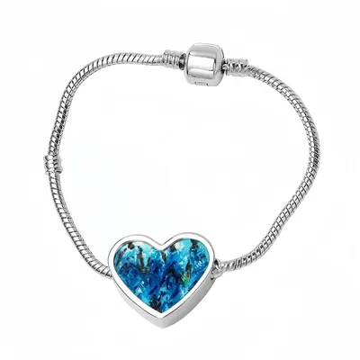 Women In Blue Heart Shaped Nnake Bone Bracelet