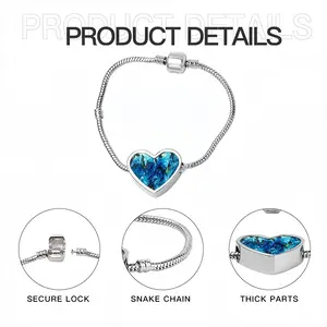 Women In Blue Heart Shaped Nnake Bone Bracelet