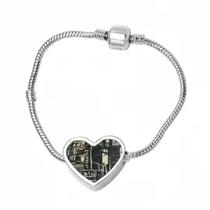 Gas Works Heart Shaped Nnake Bone Bracelet