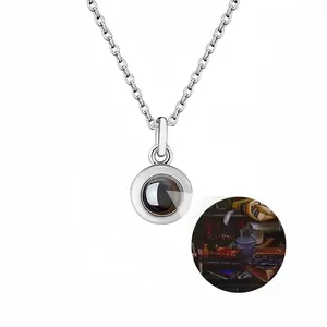 Still-Life With A Tea Titanium Steel Projection Necklace