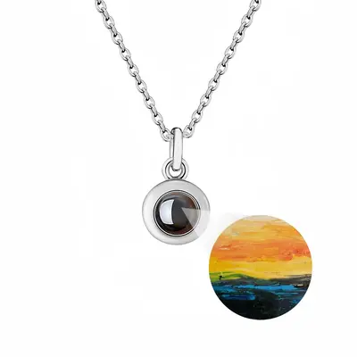 Small Sailboat On The High Seas Before The Storm Titanium Steel Projection Necklace