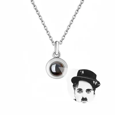 Charlie Chaplin Titanium Steel Projection Necklace