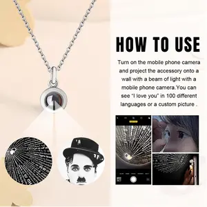 Charlie Chaplin Titanium Steel Projection Necklace