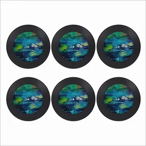 Water Lily Pond Vinyl Records Coaster