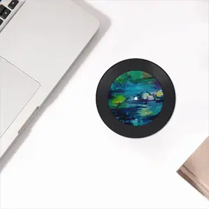 Water Lily Pond Vinyl Records Coaster