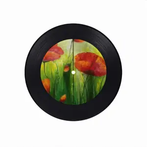 The Sunshine Poppies Vinyl Records Coaster