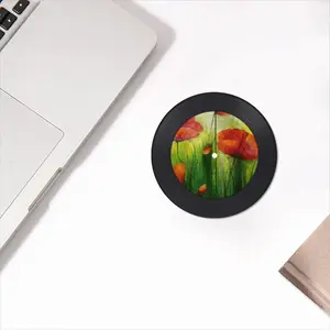 The Sunshine Poppies Vinyl Records Coaster