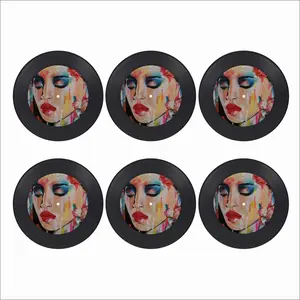 Catching Feelings Vinyl Records Coaster