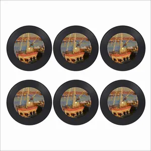 Evening At The Port Vinyl Records Coaster