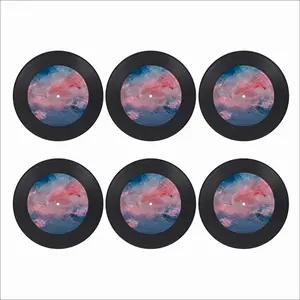 Cotton Candy Sky Vinyl Records Coaster