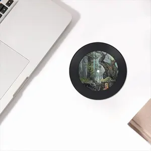 Elf House In A Fantasy Forest Vinyl Records Coaster