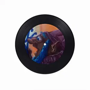 Glowing Orb Wizard Vinyl Records Coaster