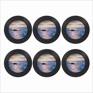 Jamaica Sunset Vinyl Records Coaster