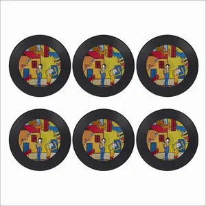 Street Scene Vinyl Records Coaster