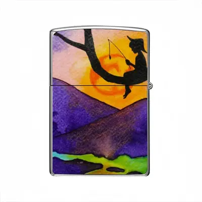 The Moon Fisher - Watercolor Kids Children Fisher Purple Moon Mountain View Landscape Lighter Case