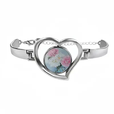 Peonies In A Vase Heart Shaped Bracelet