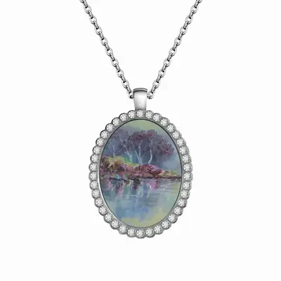 Lake Reflection Oval Pendant Necklace