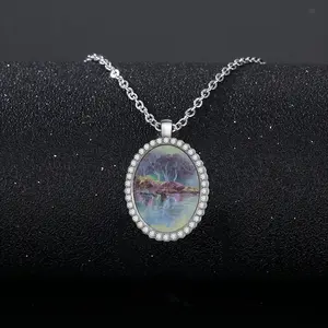 Lake Reflection Oval Pendant Necklace