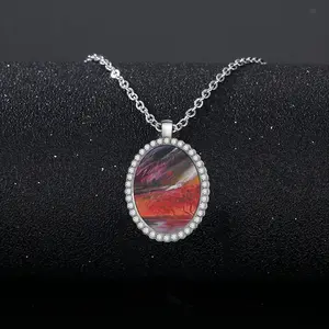 Rainy Tears Oval Pendant Necklace