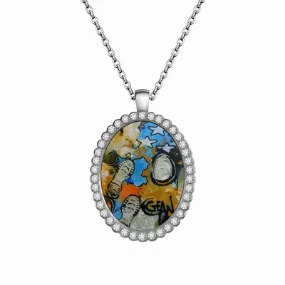 I Walk On The Moon Oval Pendant Necklace