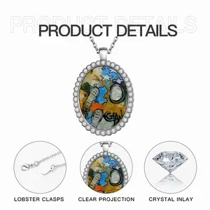 I Walk On The Moon Oval Pendant Necklace