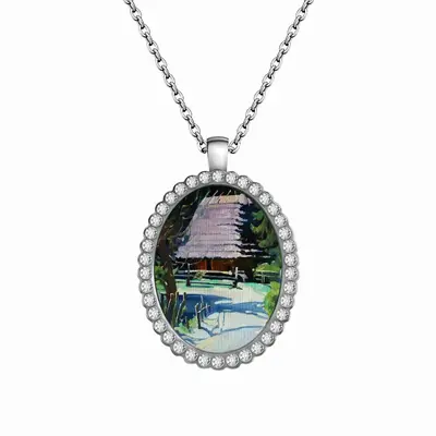 Village Silence Oval Pendant Necklace