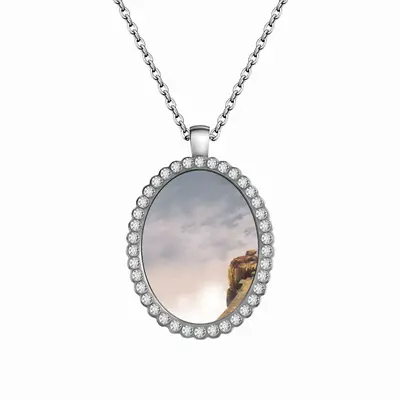 Living On The Edge Oval Pendant Necklace