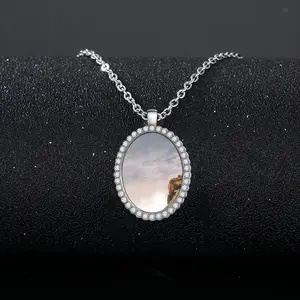 Living On The Edge Oval Pendant Necklace