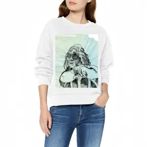 Women Female Old Astride Crew Neck Sweatshirt