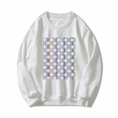 Women White Crosses Crew Neck Sweatshirt