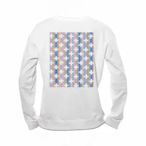 Women White Crosses Crew Neck Sweatshirt