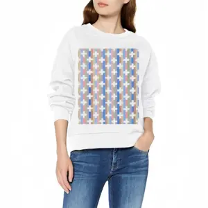 Women White Crosses Crew Neck Sweatshirt