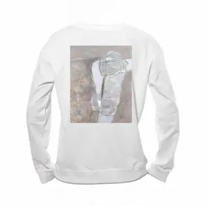 Women White Shape Crew Neck Sweatshirt