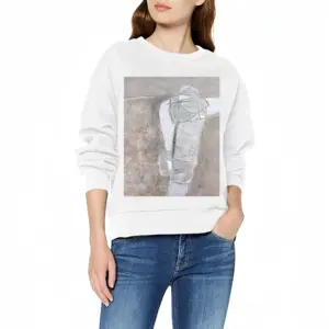 Women White Shape Crew Neck Sweatshirt