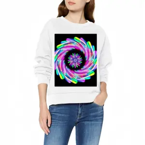 Women Flowers Space Crew Neck Sweatshirt