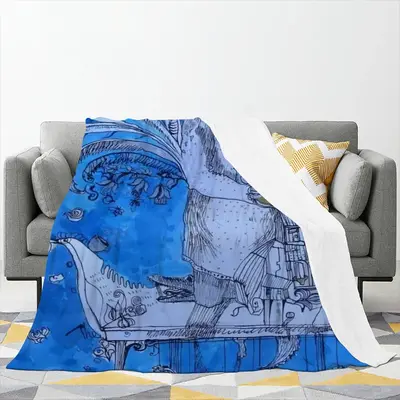 Drawing Ink - Blue Diva Flannel Blanket (Multi-Size, Vertical)