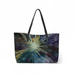 Chaos In The Space Leather Shopping Hanbag