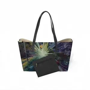 Chaos In The Space Leather Shopping Hanbag