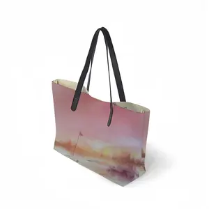 The Boat And Sunset Leather Shopping Hanbag