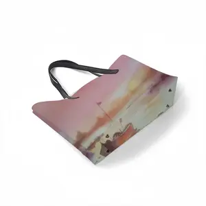 The Boat And Sunset Leather Shopping Hanbag