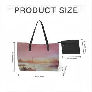 The Boat And Sunset Leather Shopping Hanbag