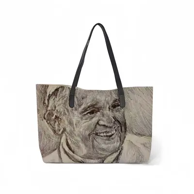 Pope Francis Portrait Leather Shopping Hanbag