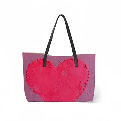 Flashy Pink Heart Leather Shopping Hanbag