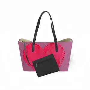 Flashy Pink Heart Leather Shopping Hanbag