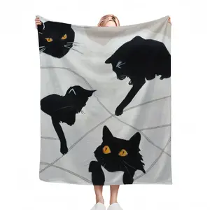 Cats With Thread Flannel Blanket (Multi-Size, Vertical)