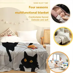 Cats With Thread Flannel Blanket (Multi-Size, Vertical)