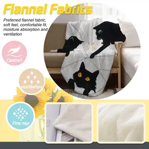 Cats With Thread Flannel Blanket (Multi-Size, Vertical)