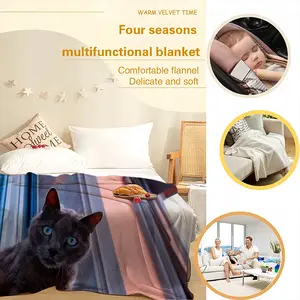 City Cat Flannel Blanket (Multi-Size, Vertical)