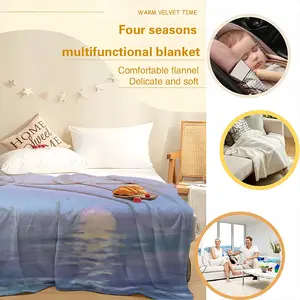 The Sea Moonlight Flannel Blanket (Multi-Size, Vertical)